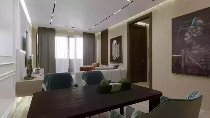 apartment scene with corona render