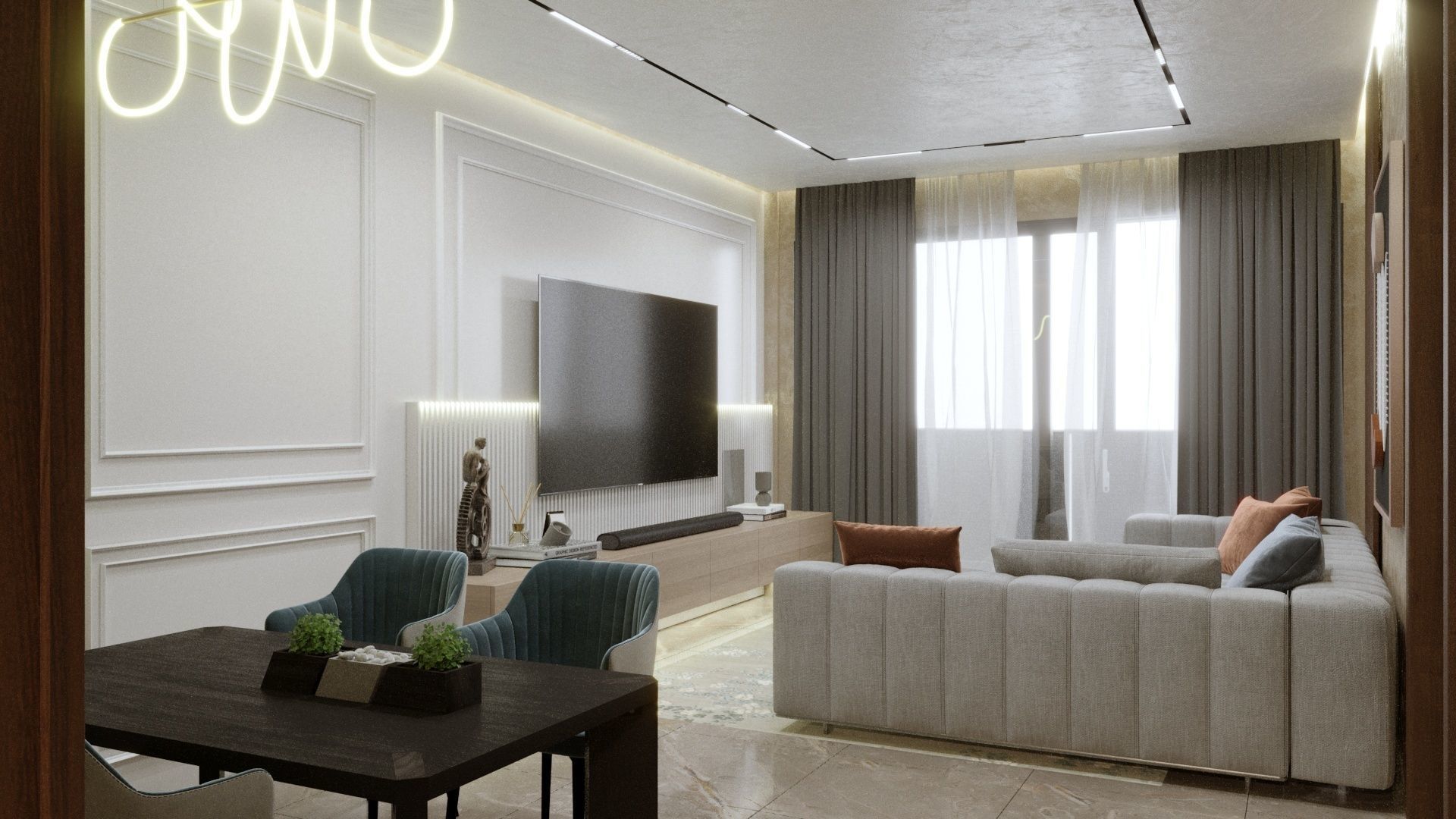 apartment scene with corona render 3D model_1