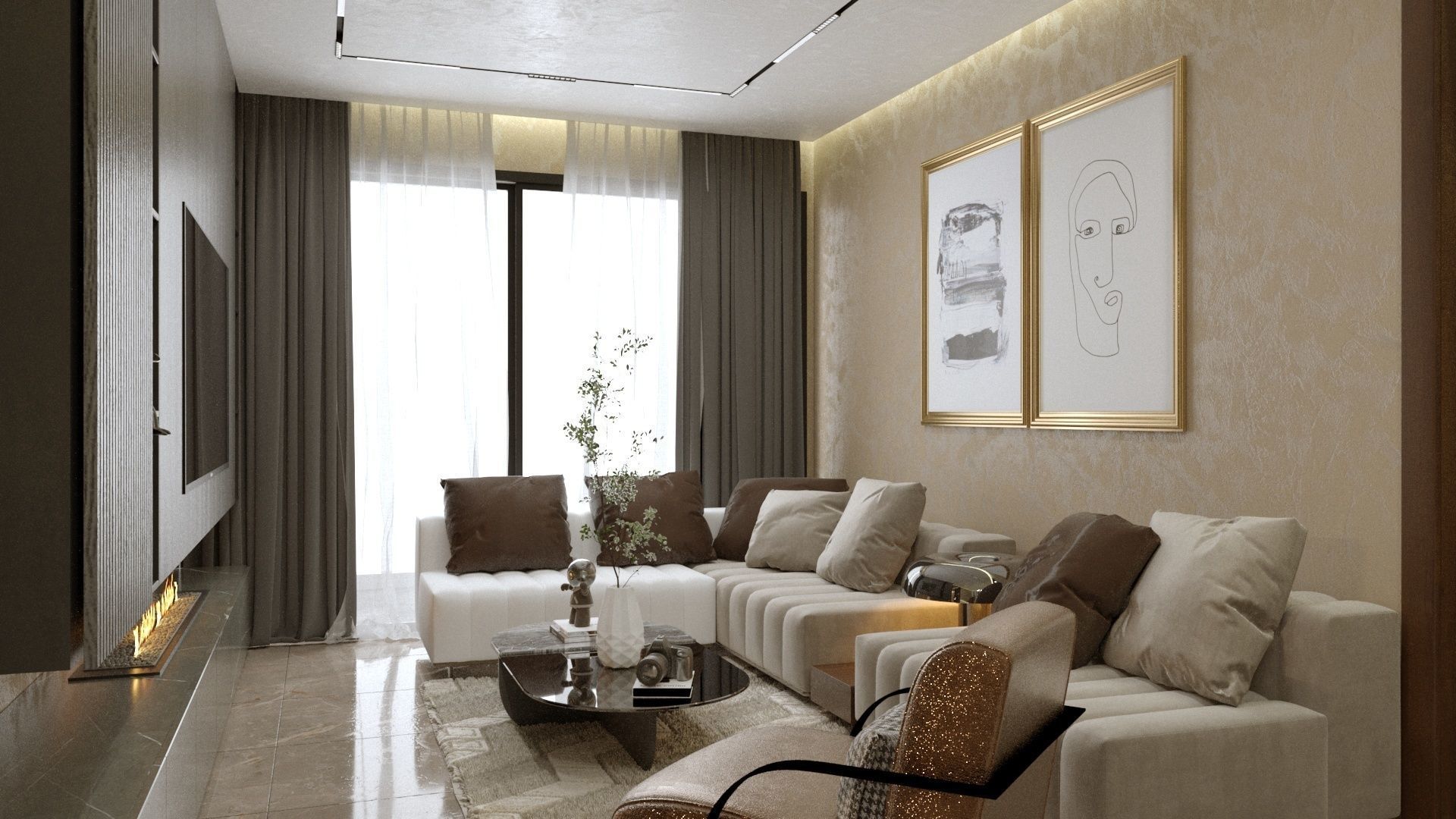 apartment scene with corona render 3D model_7