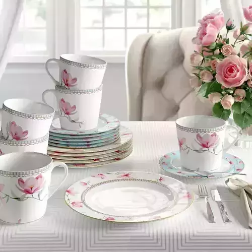 Country Magnolia Dinnerware Set  3D model