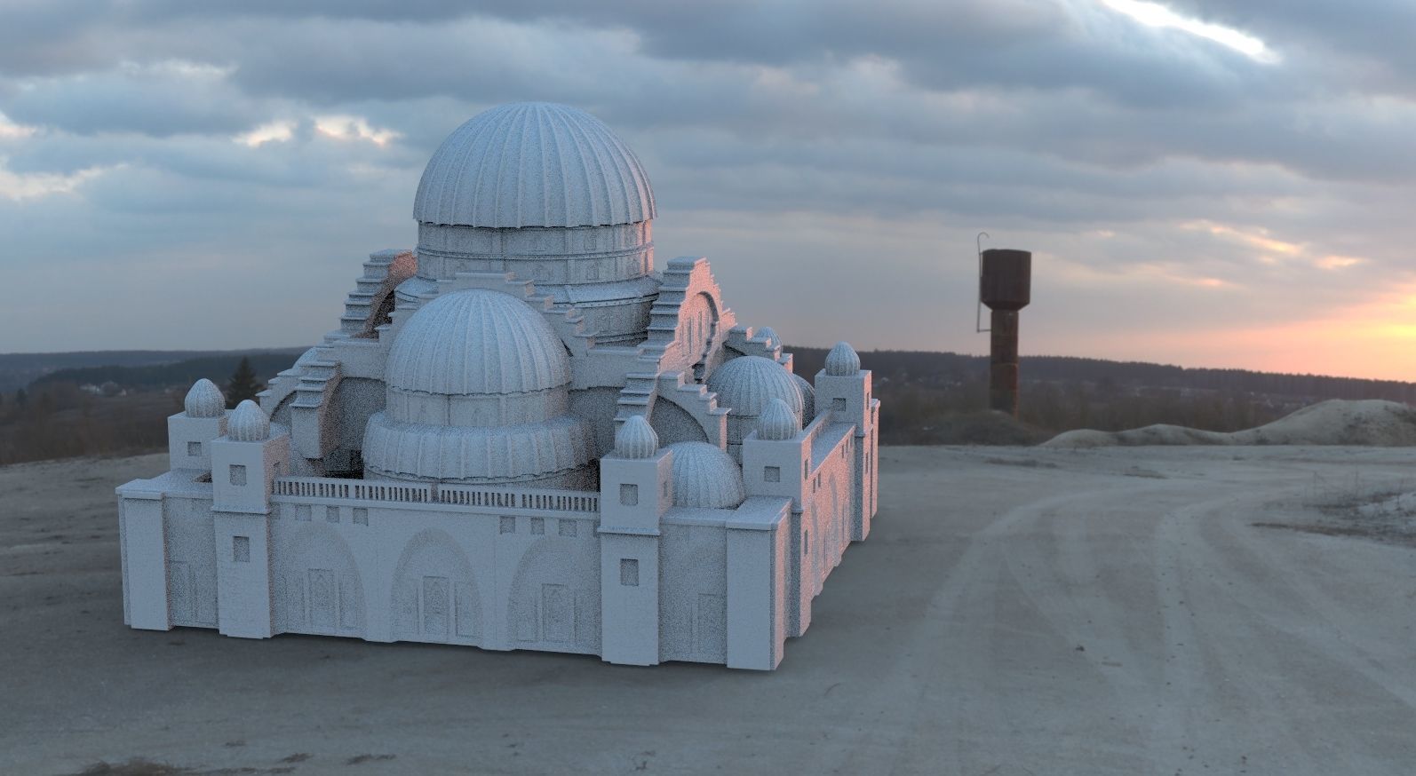 Fantasy architecture dome 3D model_1