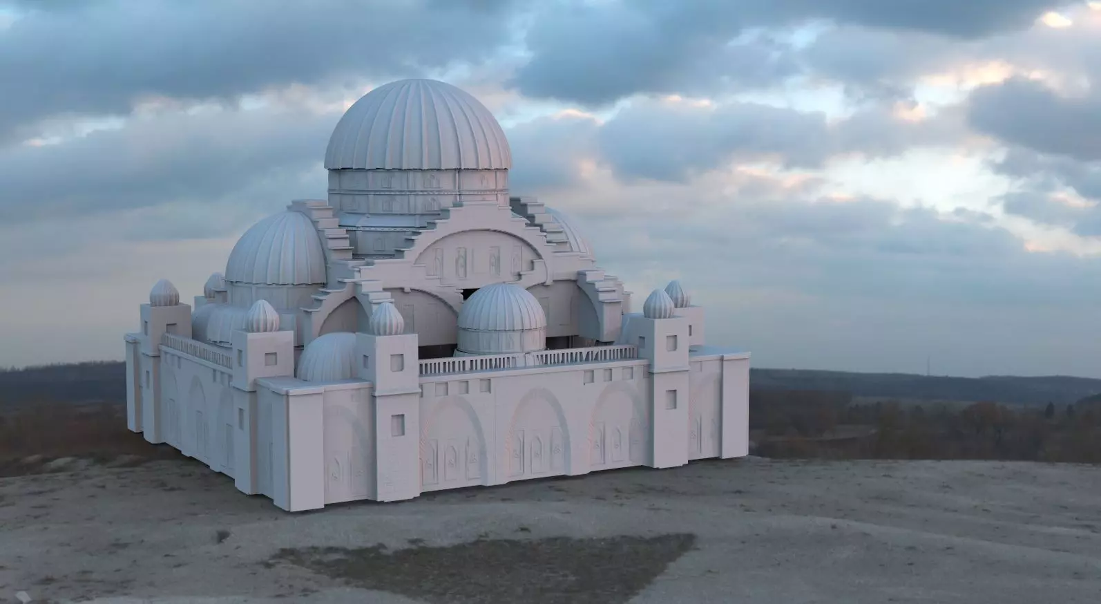 Fantasy architecture dome 3D model_0