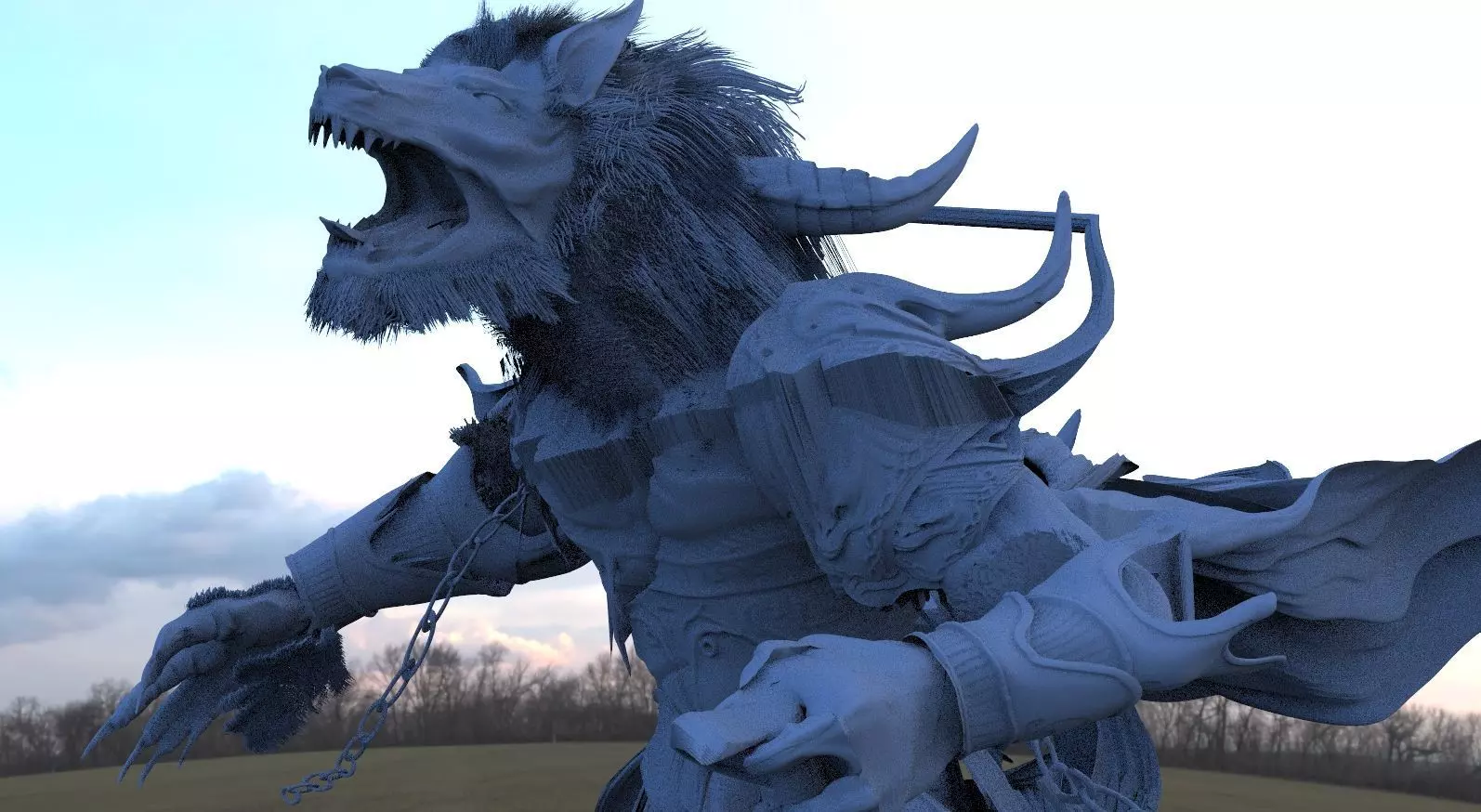 Werewolf model low detail 3D model_0