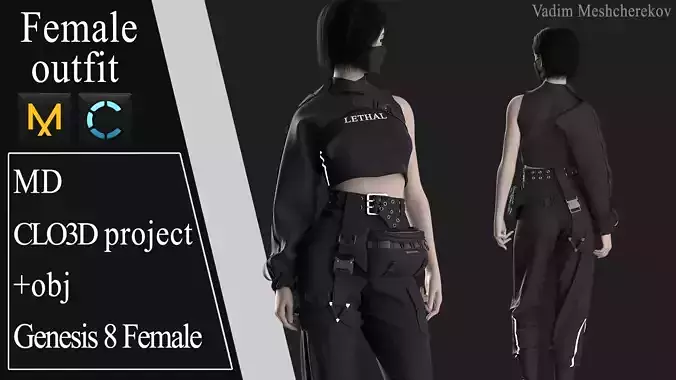 Female Modern Outfit 7 3D model