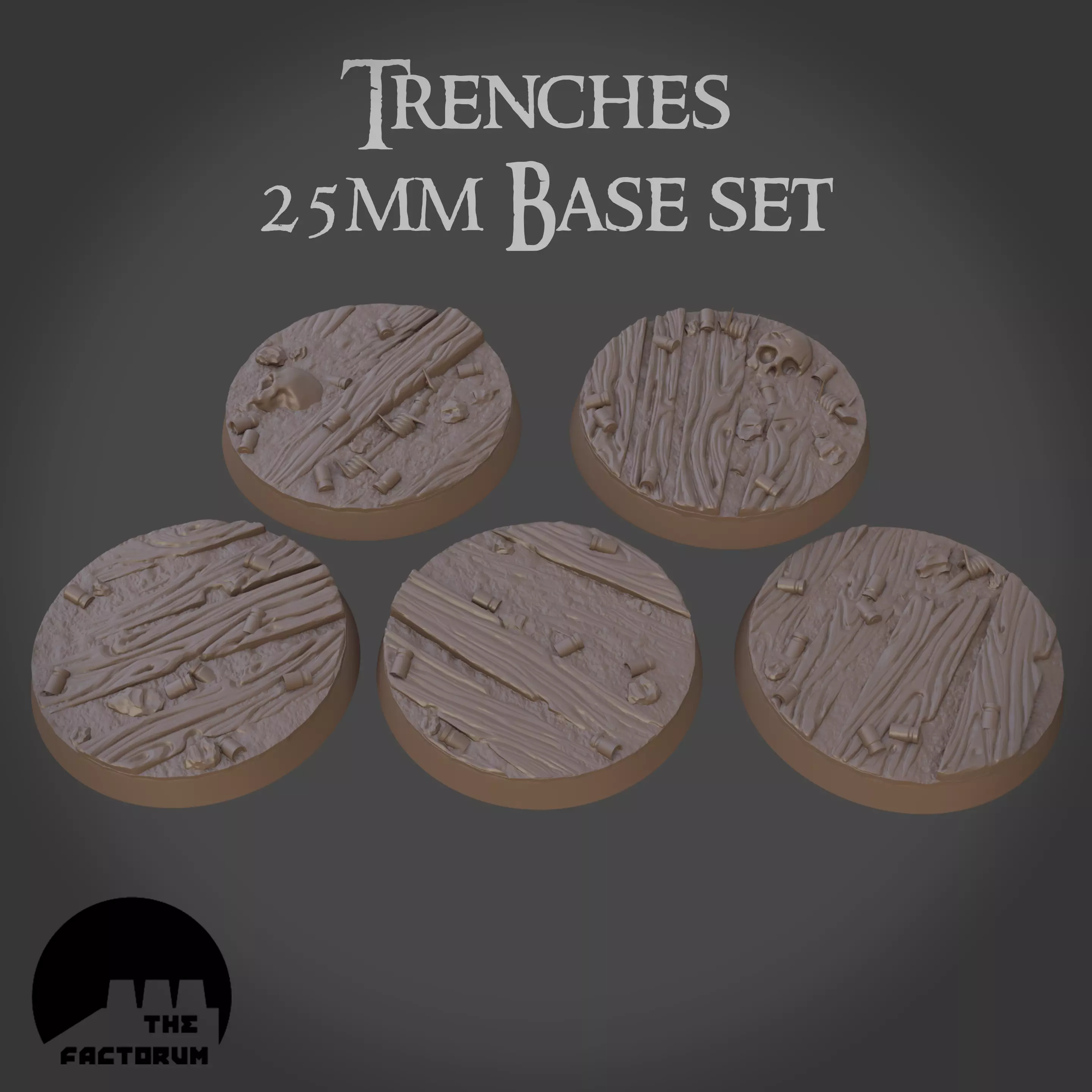 25mm trench base set Pre-supported 3D print model_0