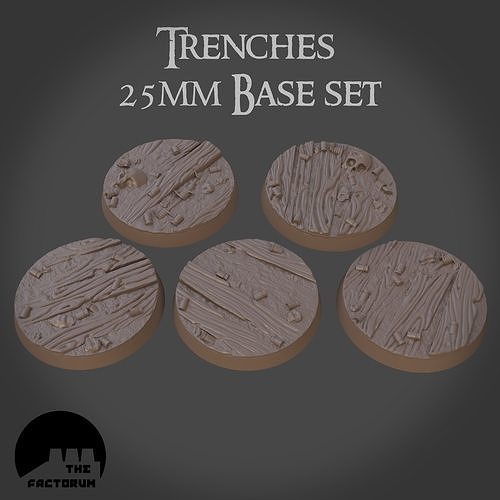 25mm trench base set Pre-supported 3D print model