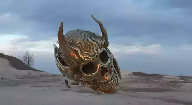 Demon scull  horned 3D model