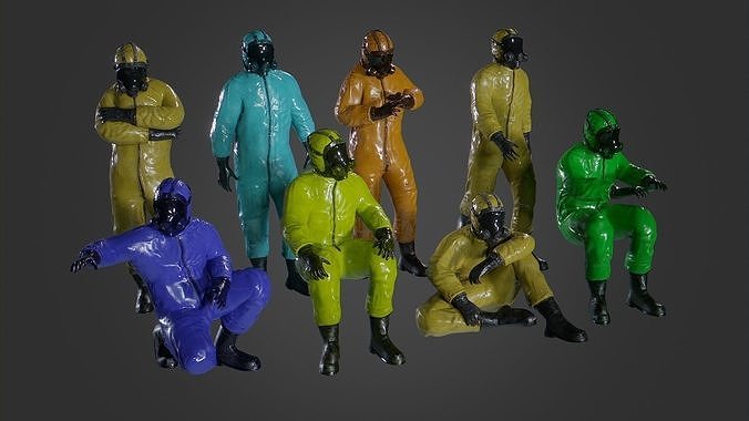 Man in BioSuit with Poses Low-poly 3D model