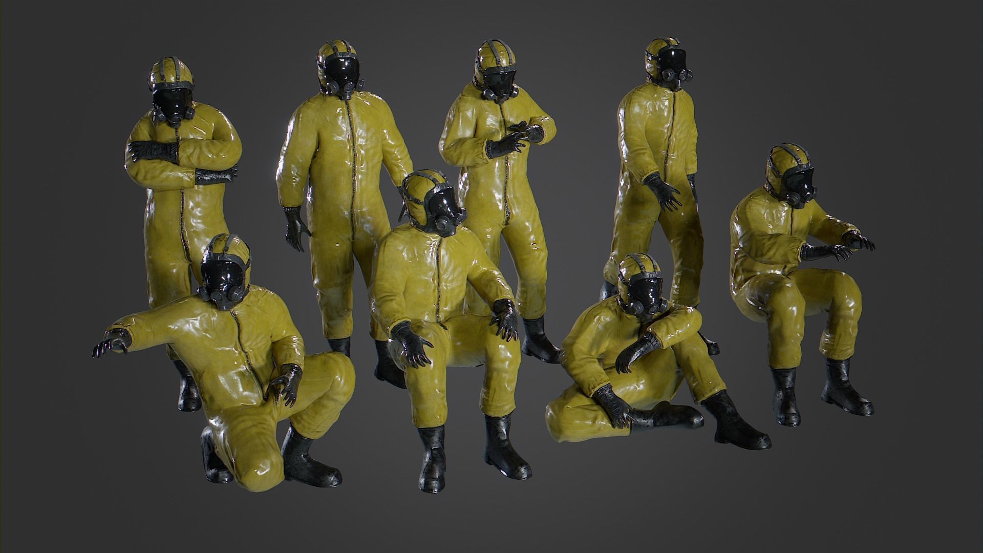 Man in BioSuit with Poses Low-poly 3D model_2