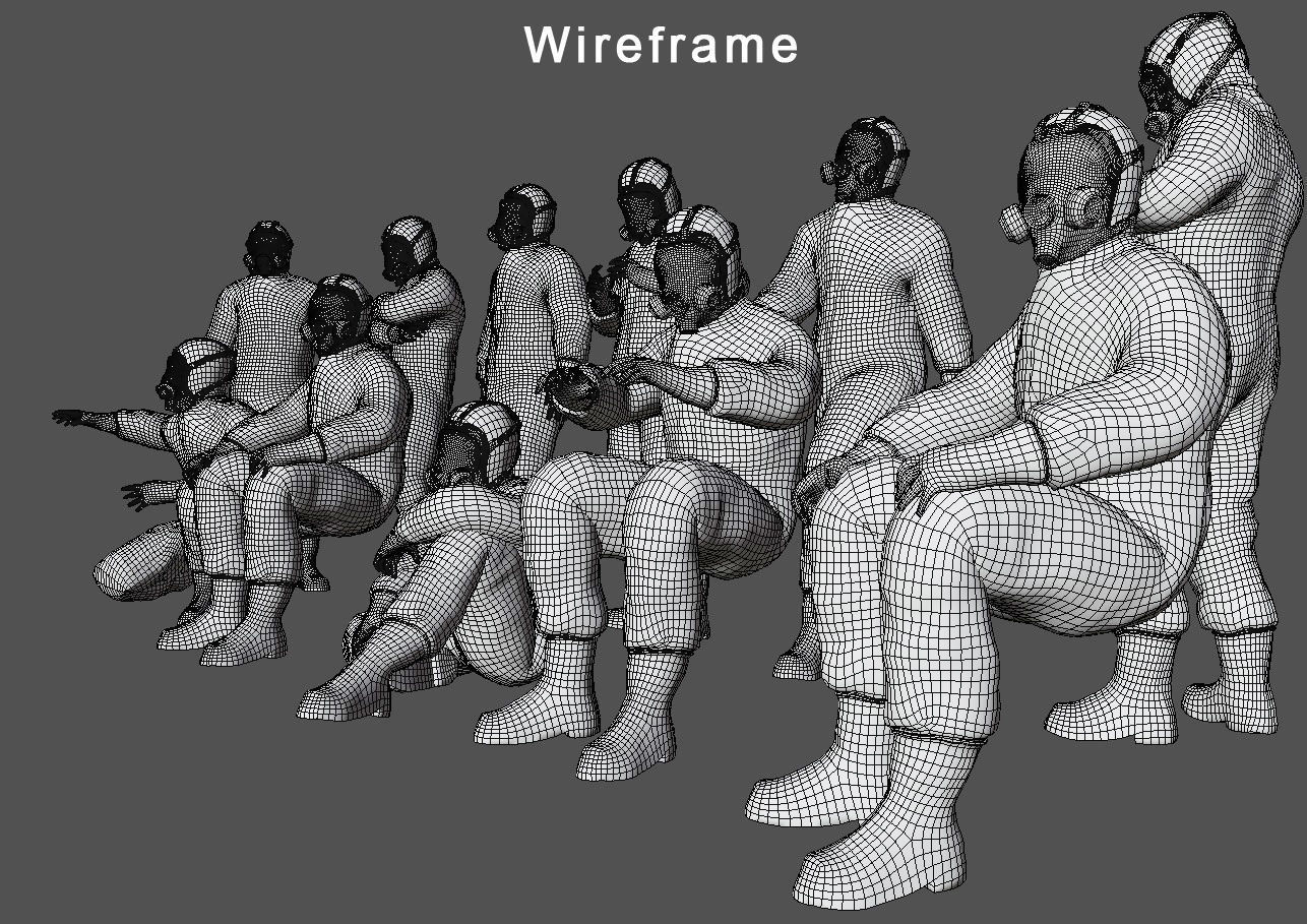 Man in BioSuit with Poses Low-poly 3D model_5