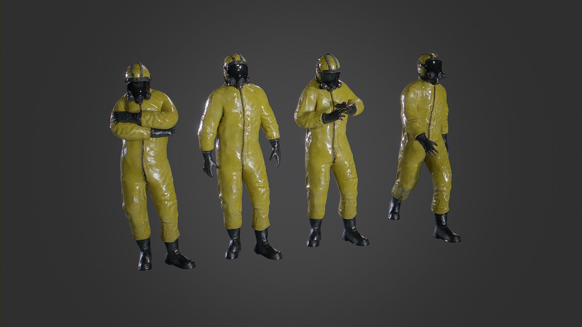 Man in BioSuit with Poses Low-poly 3D model_3