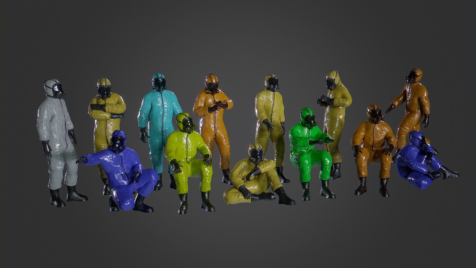 Man in BioSuit with Poses Low-poly 3D model_1