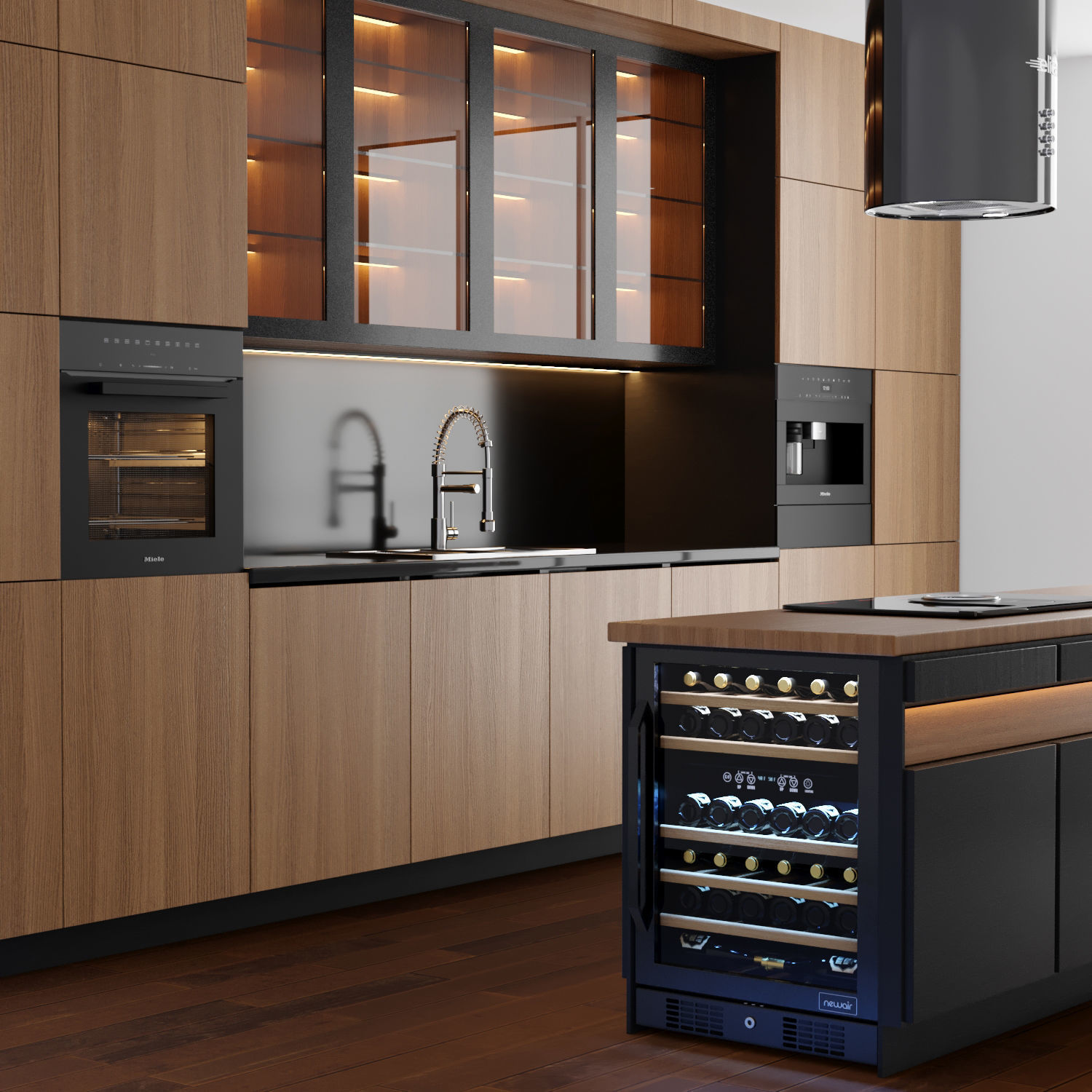modern kitchen with island 004 Low-poly 3D model_2