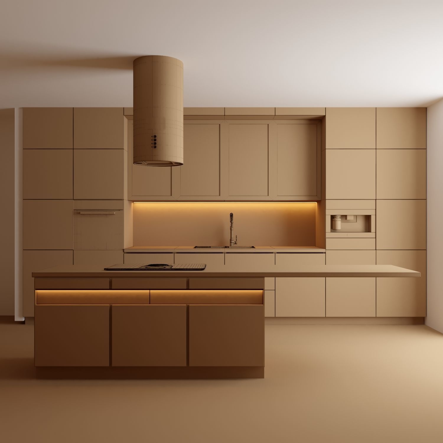 modern kitchen with island 004 Low-poly 3D model_9