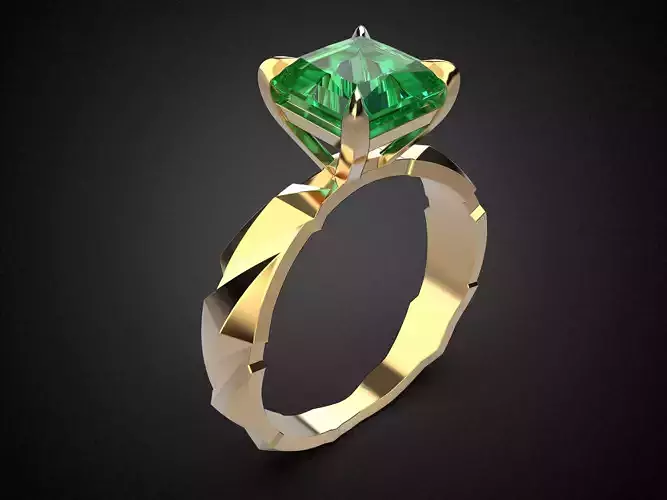 Engagement emerald ring Gold R7
