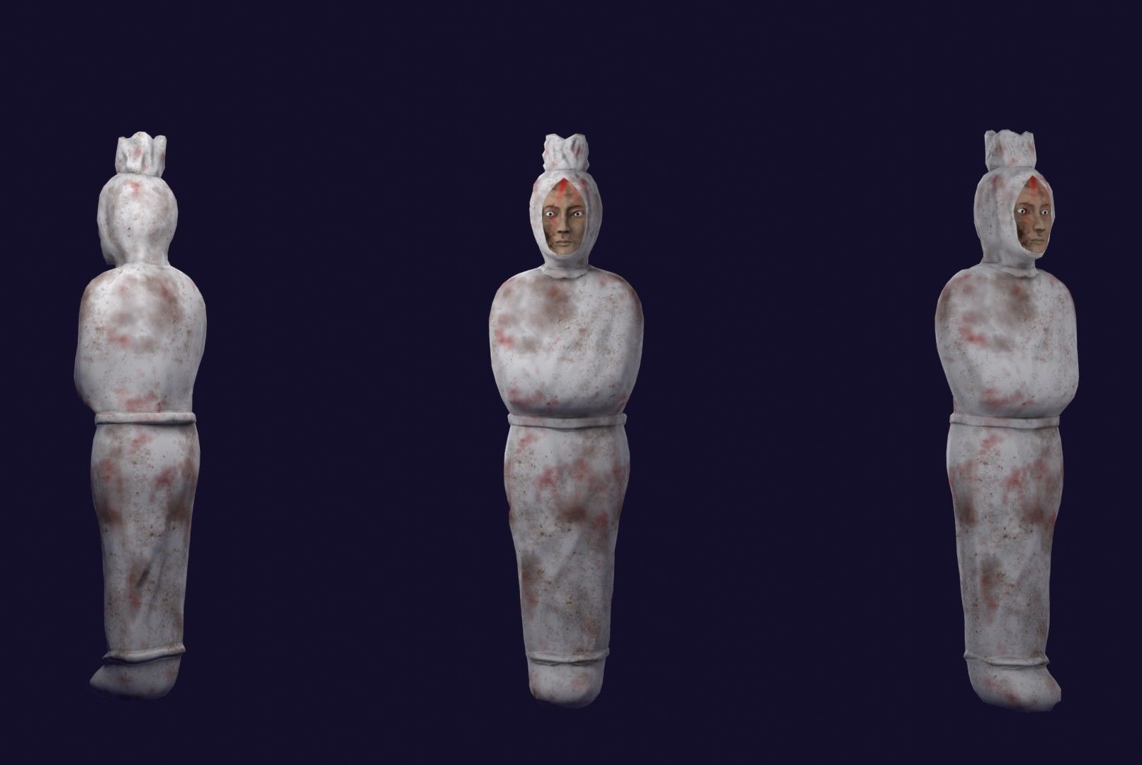 Pocong statue with blood Low-poly 3D model_3