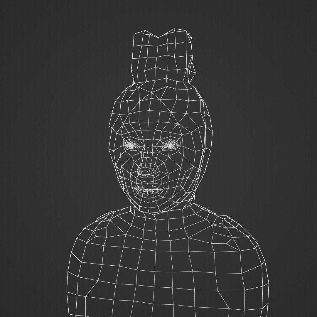 Pocong statue with blood Low-poly 3D model_7