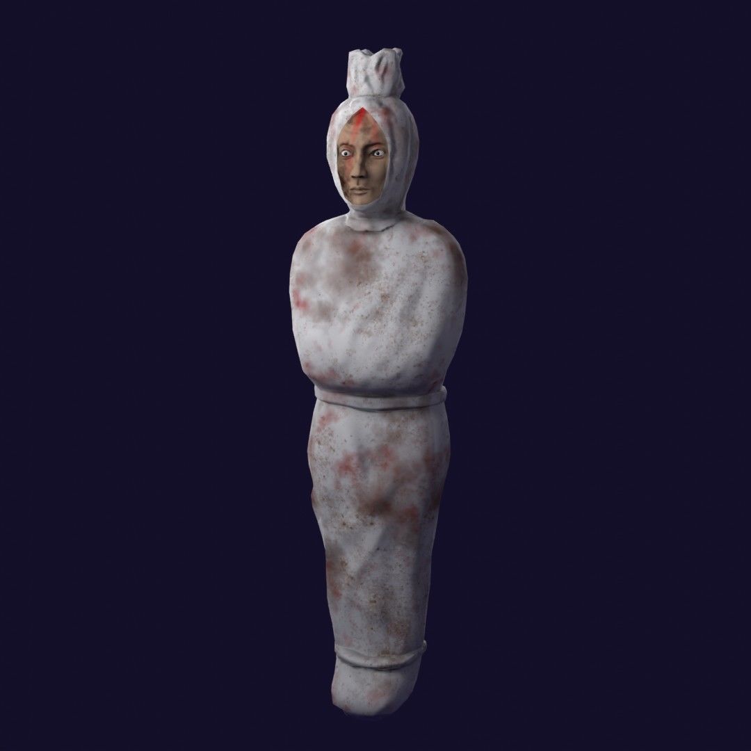 Pocong statue with blood Low-poly 3D model_2