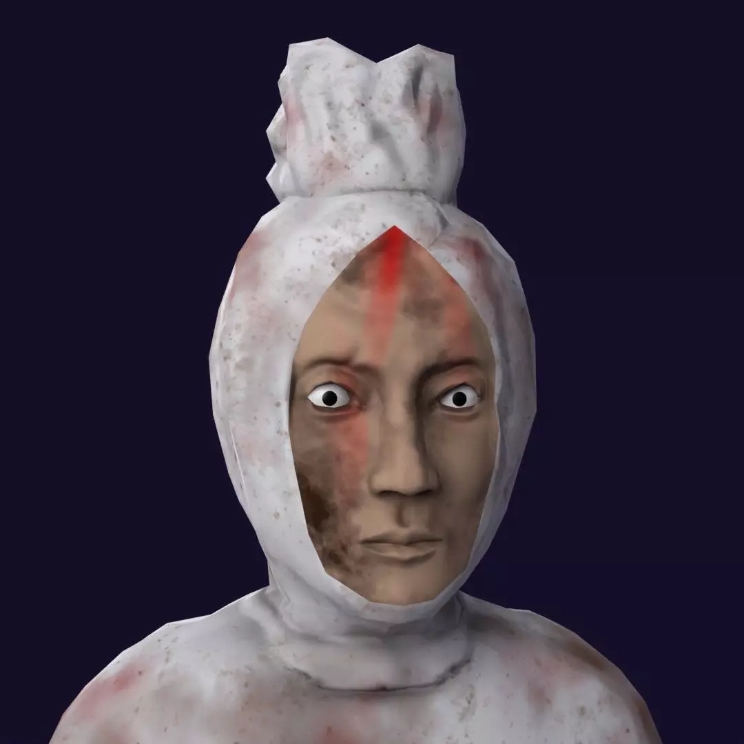 Pocong statue with blood Low-poly 3D model_0