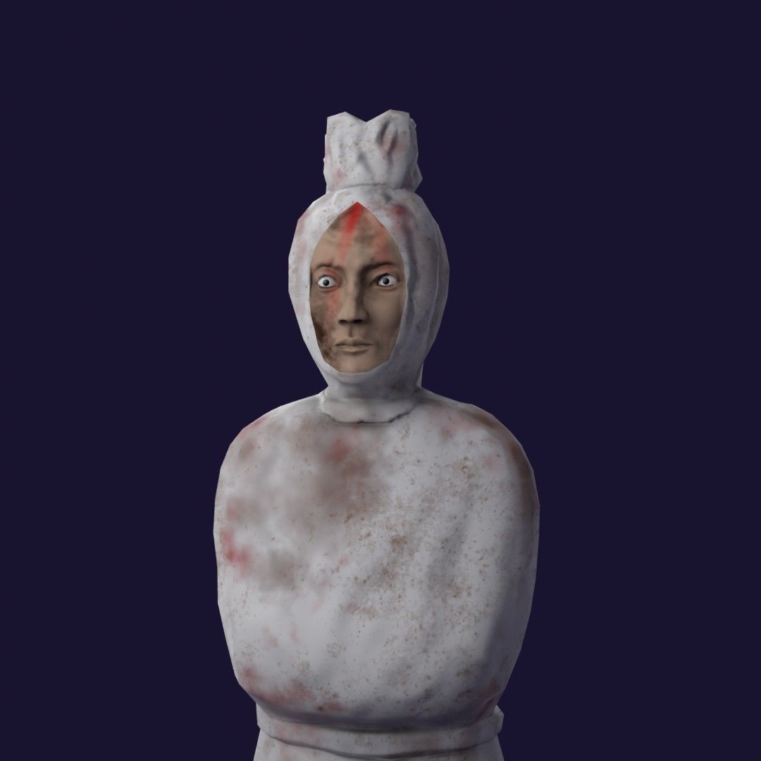 Pocong statue with blood Low-poly 3D model_1