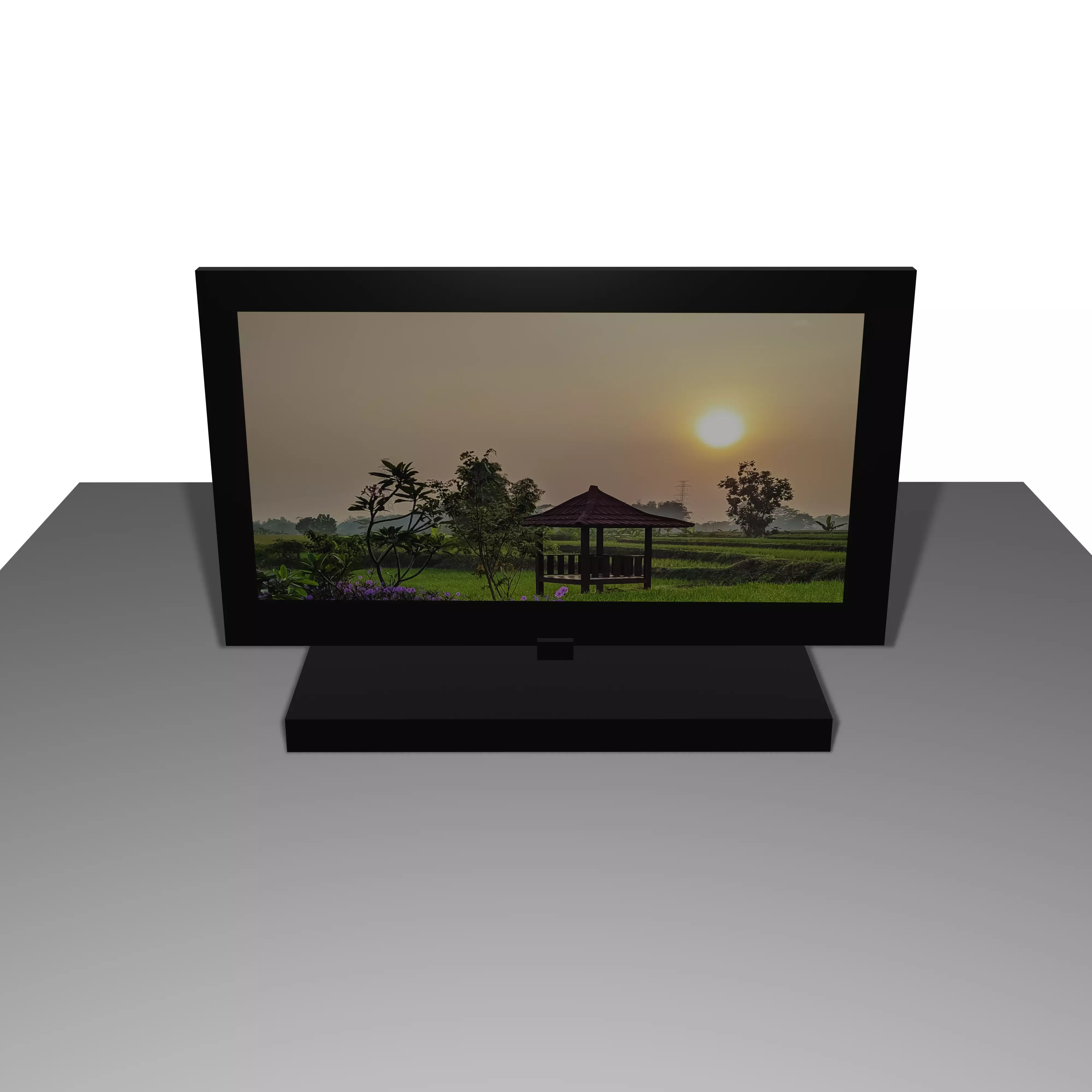TELEVISION tv set with sun setting behind it 3D print model