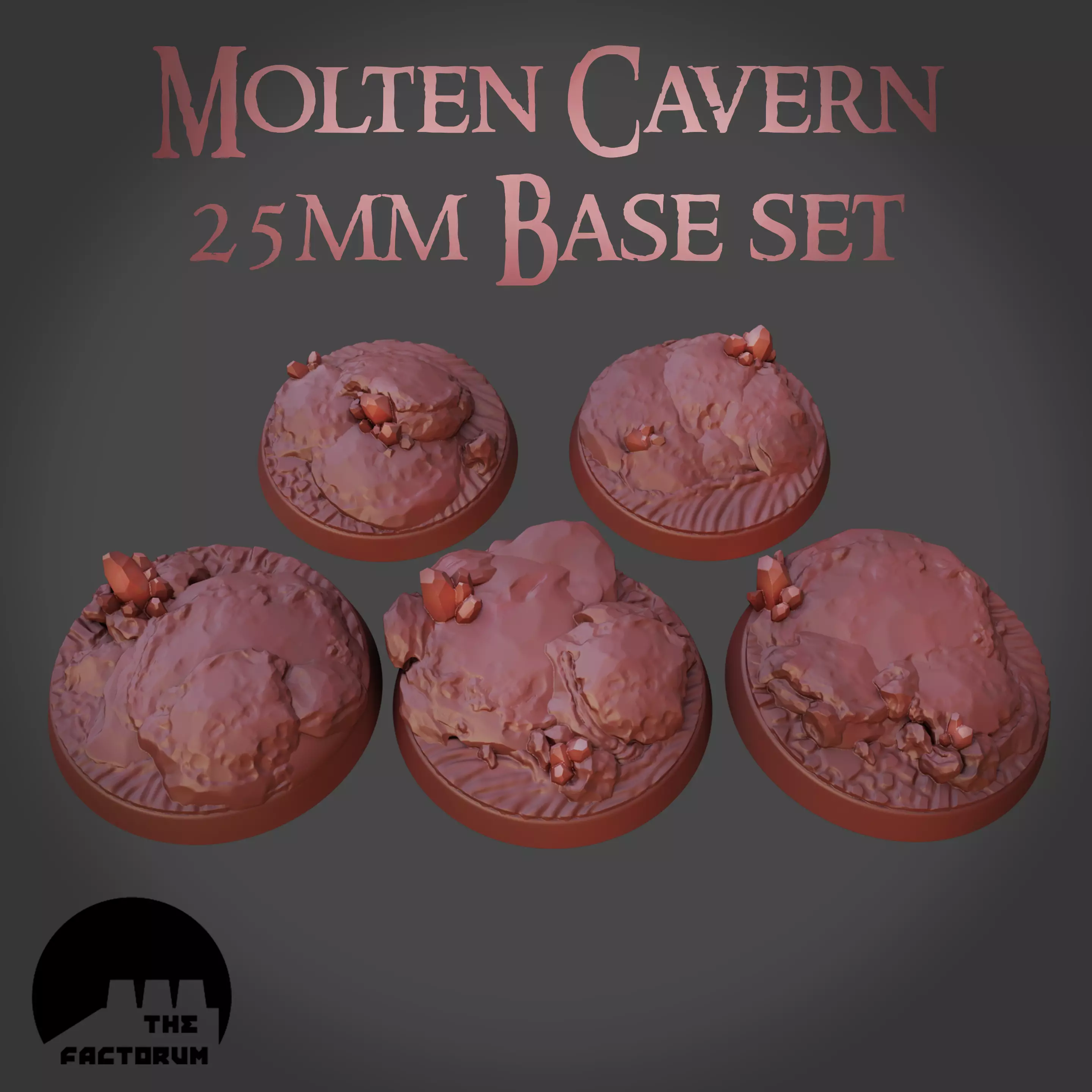 25mm Molten Cavern base set Pre-supported 3D print model_0