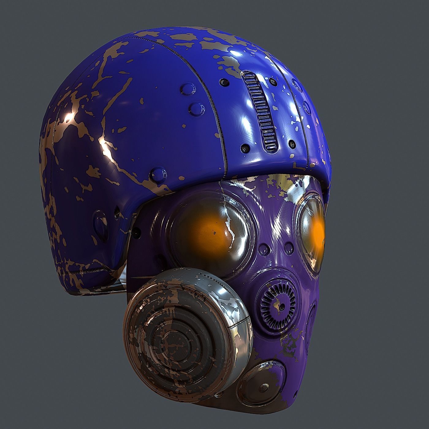 Gas mask helmet 3d model scifi Low-poly Low-poly 3D model Low-poly 3D model_3