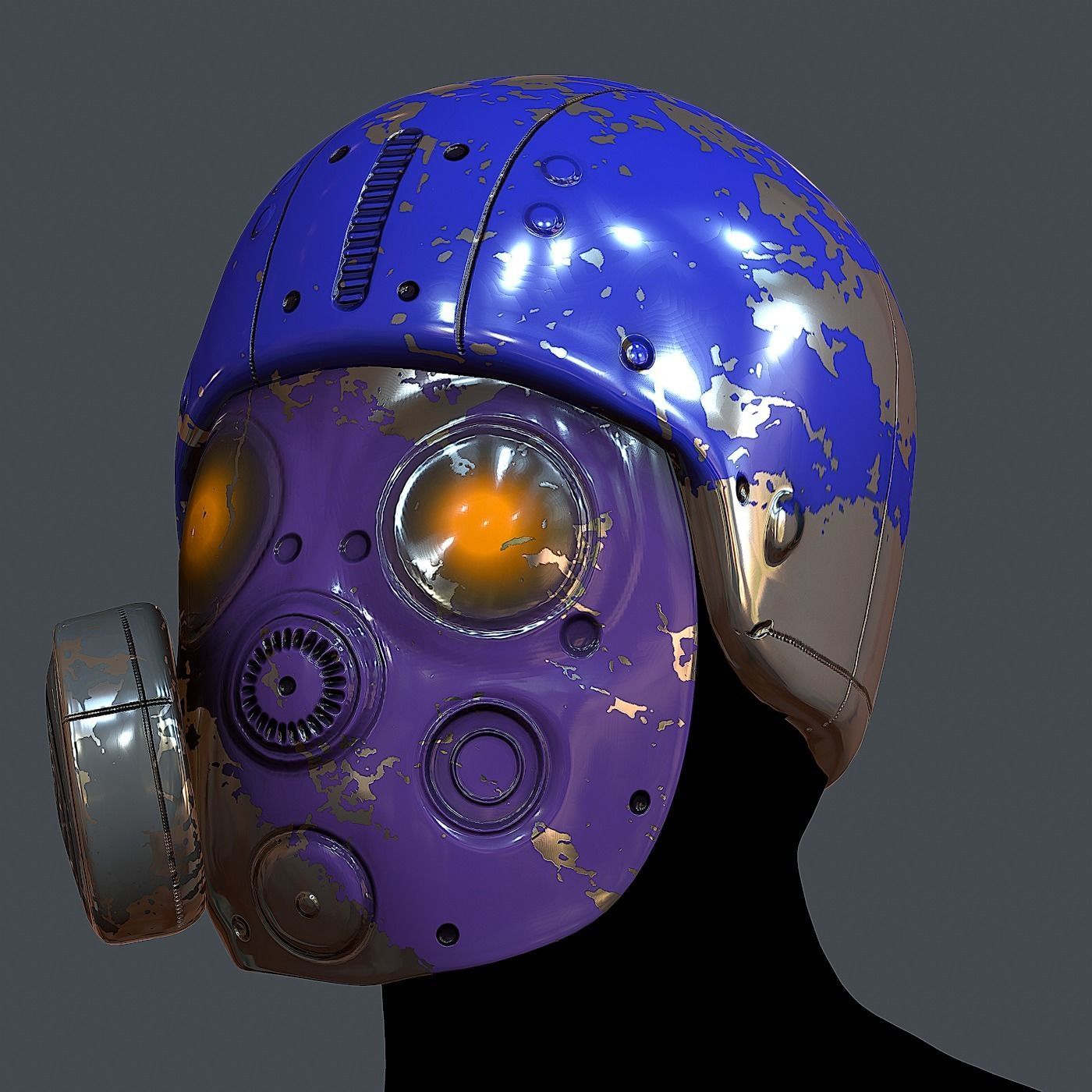 Gas mask helmet 3d model scifi Low-poly Low-poly 3D model Low-poly 3D model_2