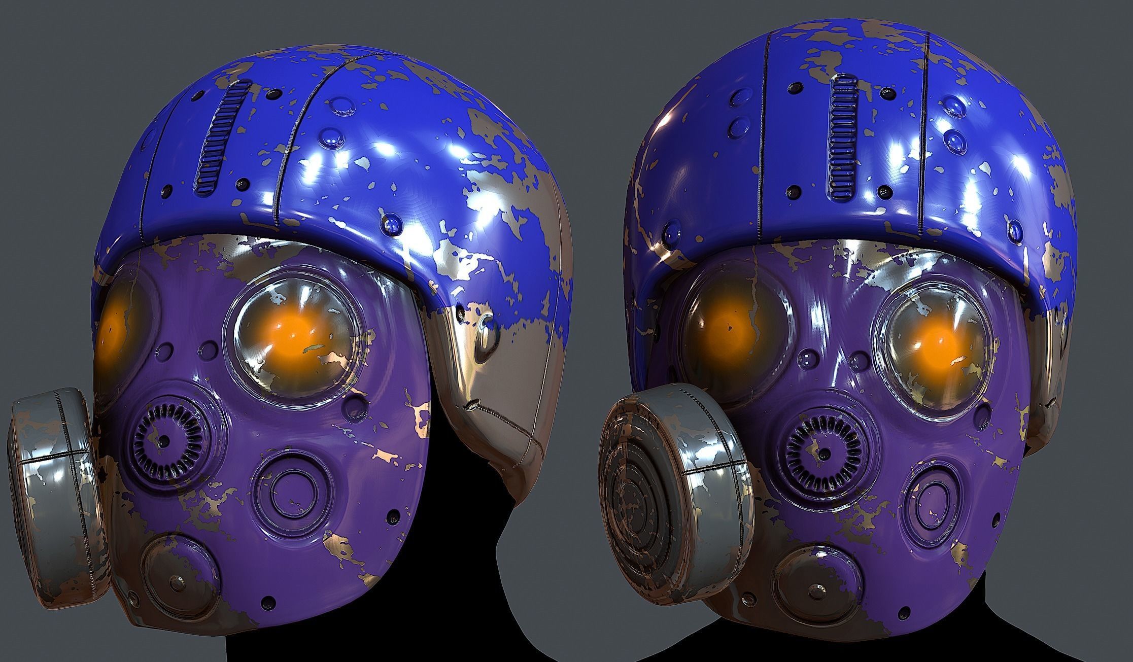 Gas mask helmet 3d model scifi Low-poly Low-poly 3D model Low-poly 3D model_1