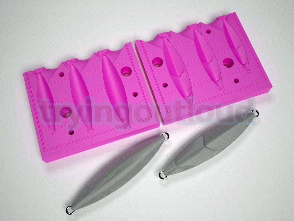 10-15-20 GR Flat Fall Slug MEtal Jig Mold 3D print model_1