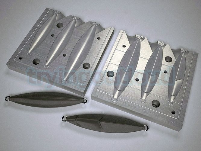 30-40-60 GR Flat Fall Slug MEtal Jig Mold  3D print model