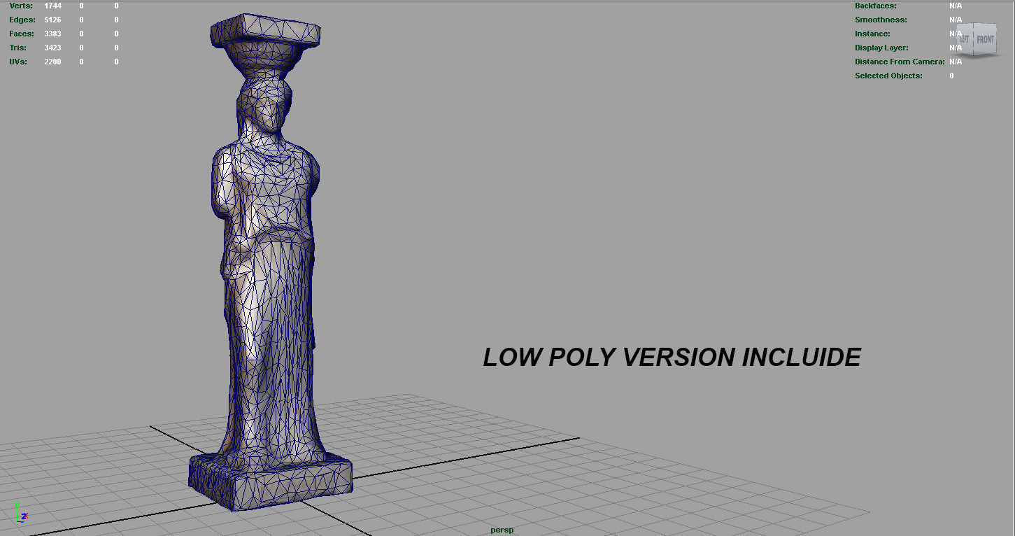 Caryatid Column Statue Low-poly 3D model_14