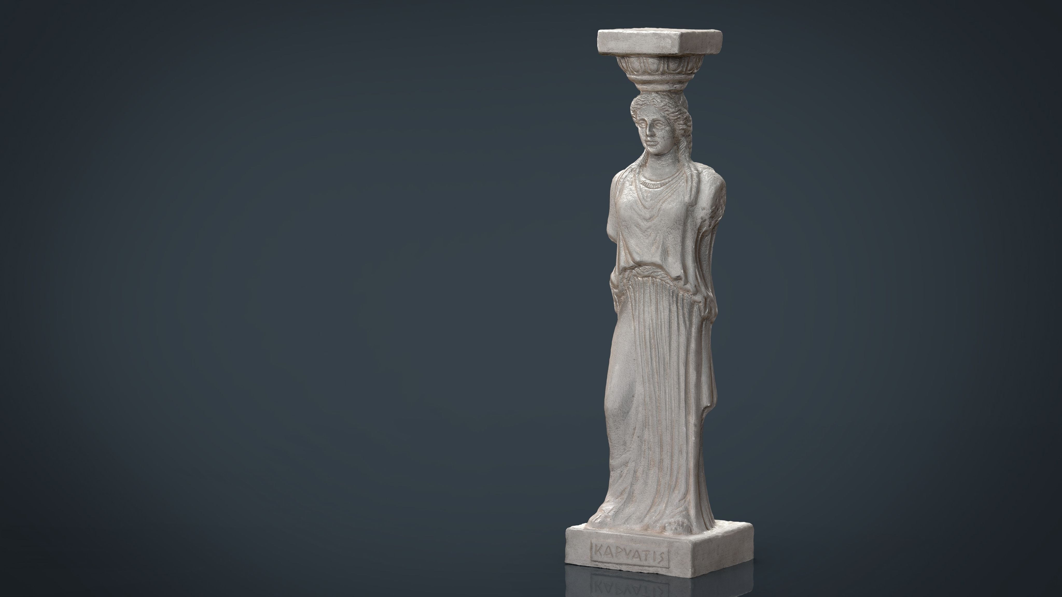 Caryatid Column Statue Low-poly 3D model_6