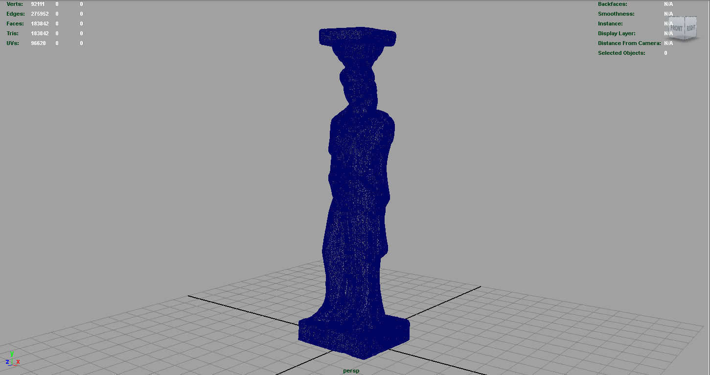 Caryatid Column Statue Low-poly 3D model_13