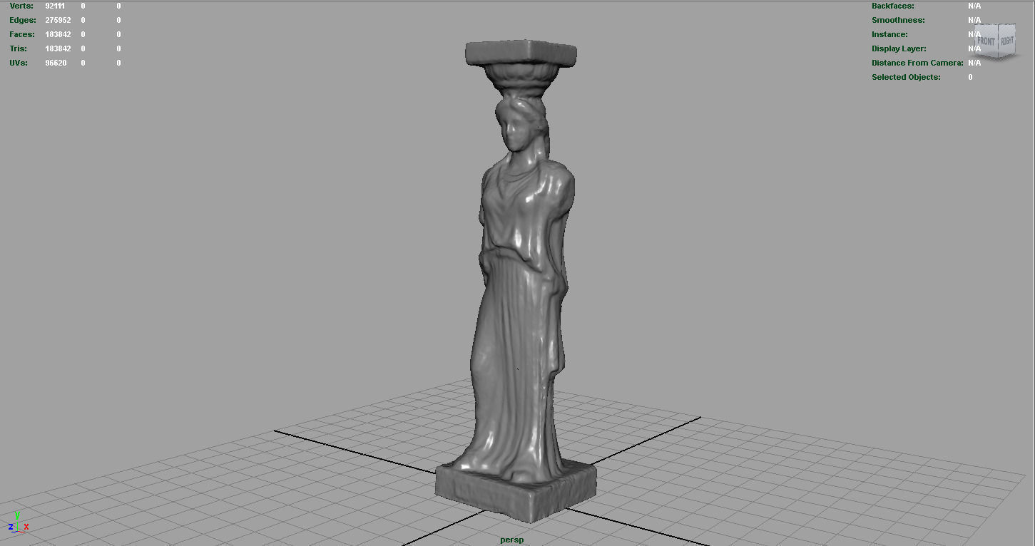 Caryatid Column Statue Low-poly 3D model_7