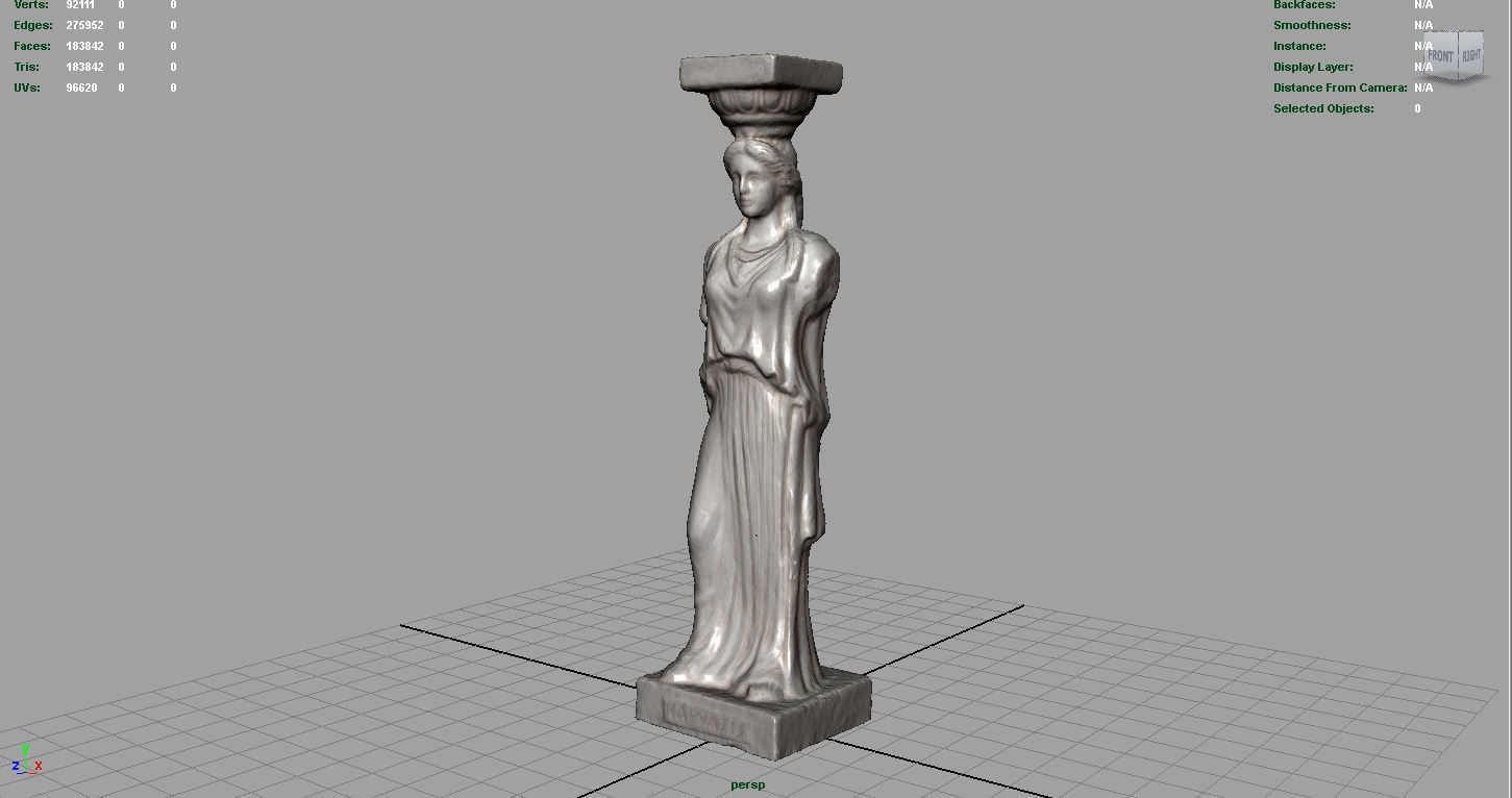 Caryatid Column Statue Low-poly 3D model_10