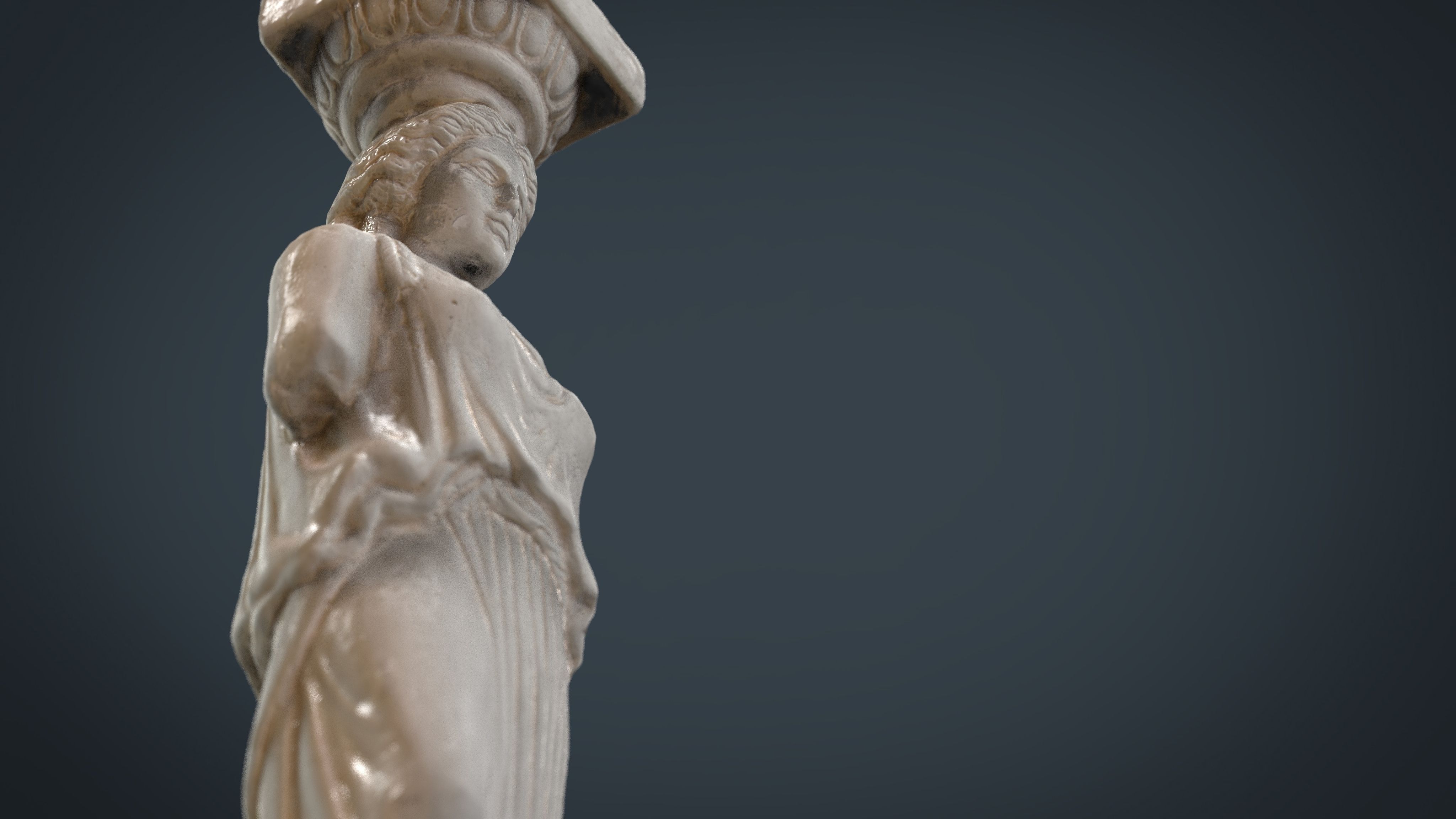 Caryatid Column Statue Low-poly 3D model_4