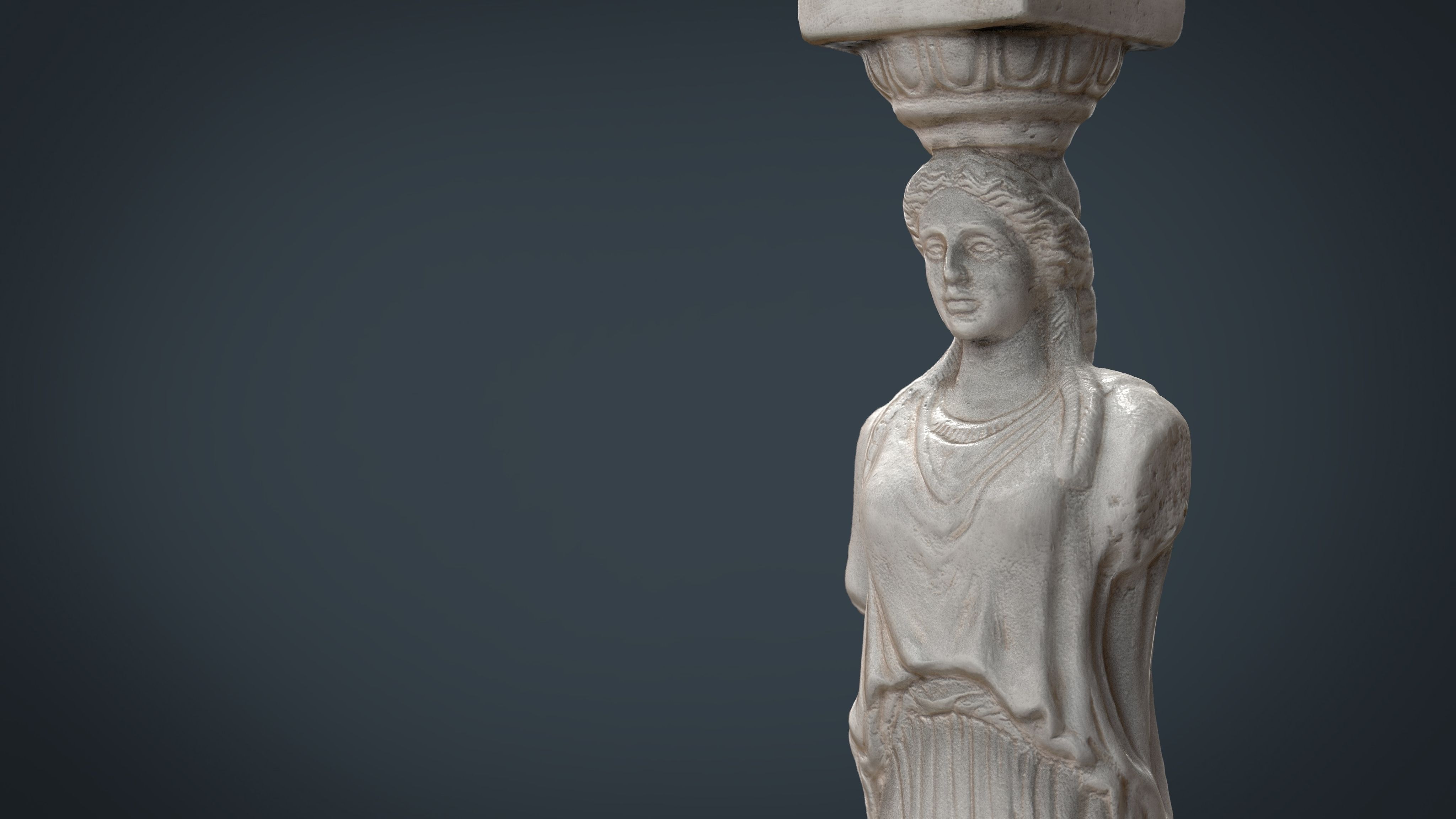 Caryatid Column Statue Low-poly 3D model_3