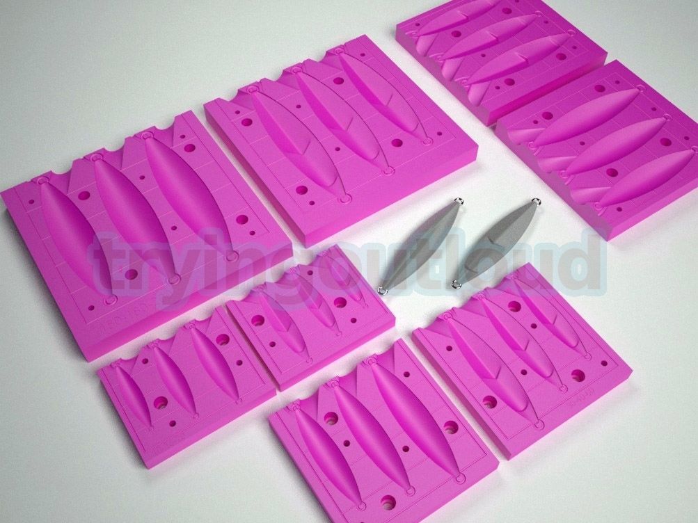 10-200 GR Flat Fall Slug MEtal Jig Mold Packs  3D print model_1