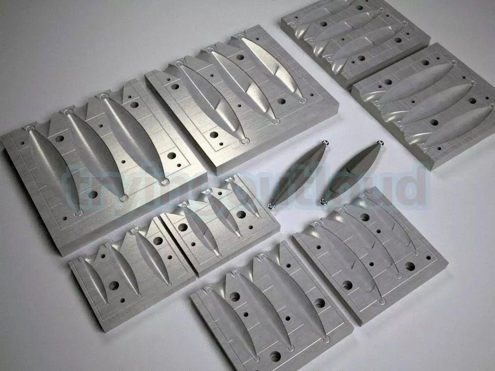 10-200 GR Flat Fall Slug MEtal Jig Mold Packs  3D print model_0