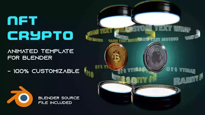 Nft Coin Blender Template Asset 3D model