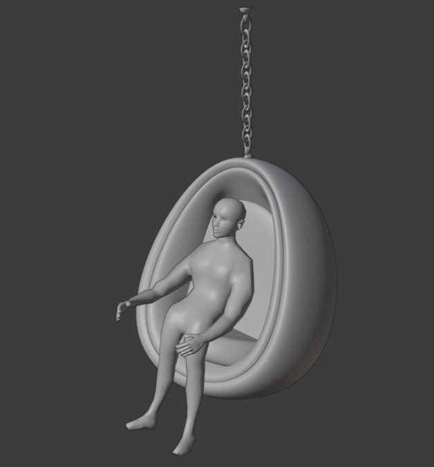 Egg Chair or Hanging Chair for living room or balcony ceiling 3D model_10