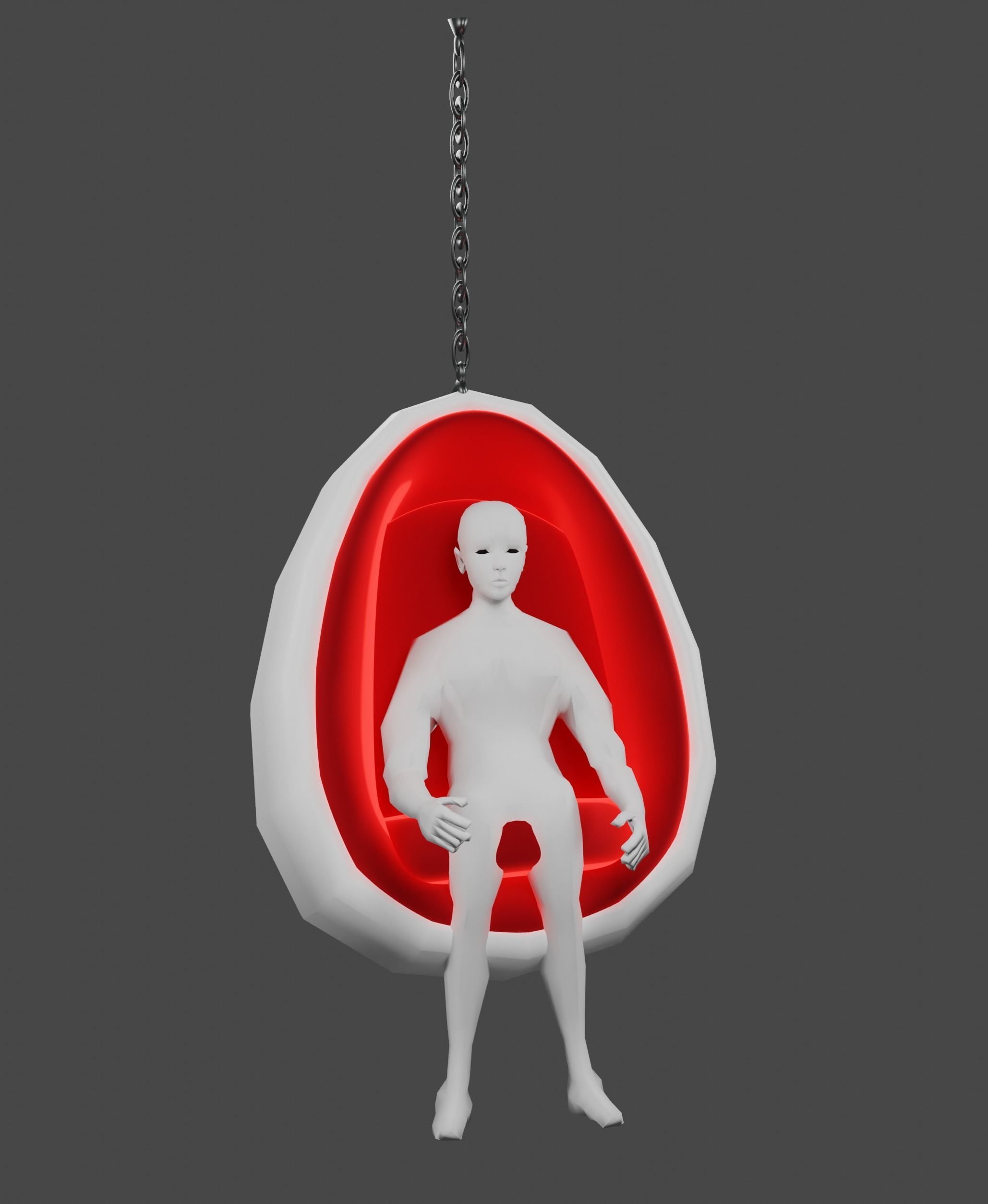 Egg Chair or Hanging Chair for living room or balcony ceiling 3D model_3