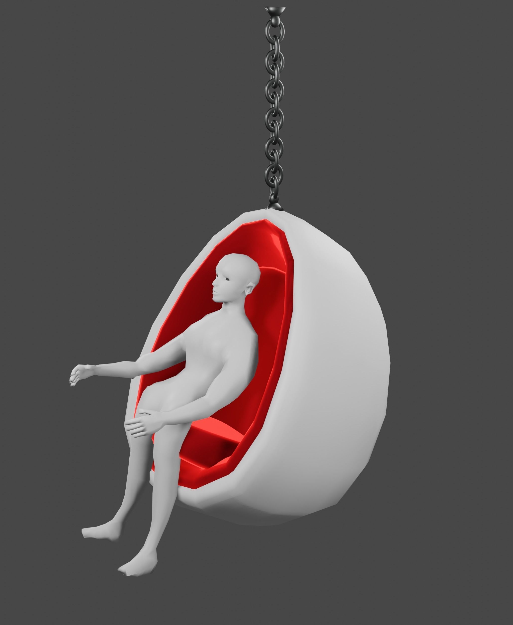 Egg Chair or Hanging Chair for living room or balcony ceiling 3D model_4
