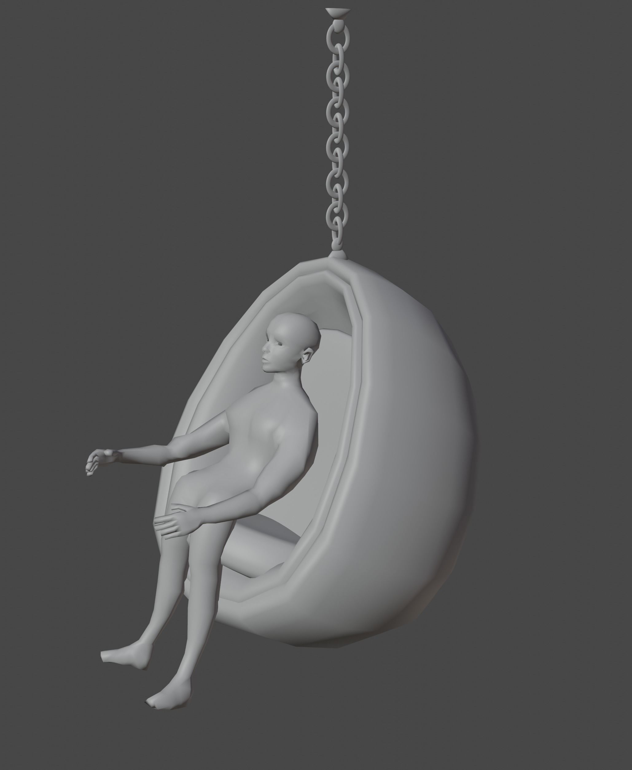 Egg Chair or Hanging Chair for living room or balcony ceiling 3D model_8