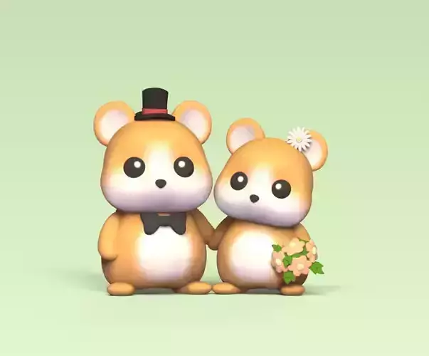 Hamster Couple Wedding Cake Topper