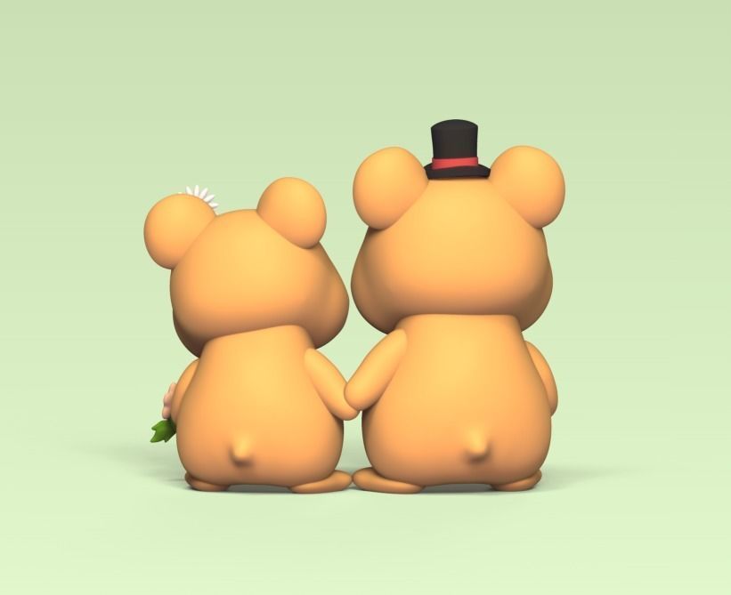Hamster Couple Wedding Cake Topper 3D print model_3