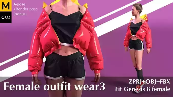 Female outfit wear 3 3D model Female outfit wear 3 3D model