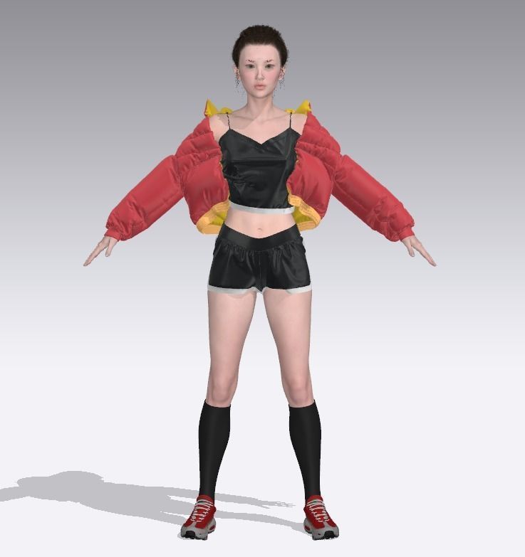 Female outfit wear 3 3D model_2