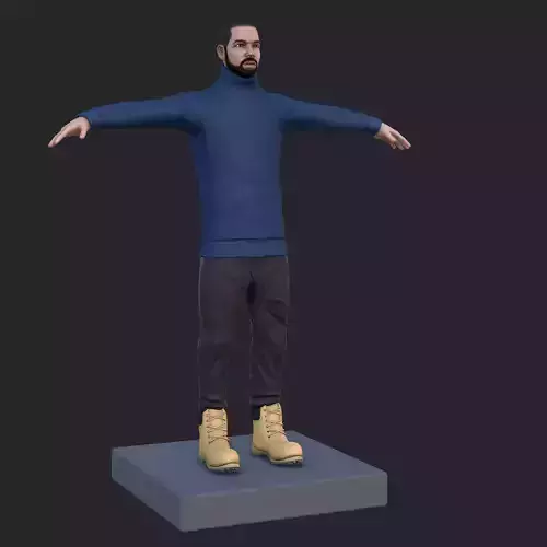 Drake singer low poly  Now Available with Rigging Low-poly 3D model